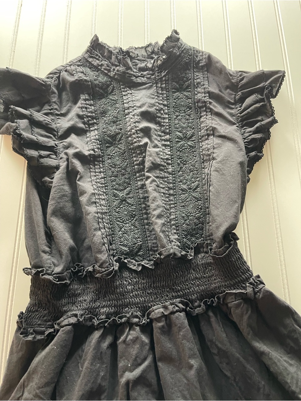 Cleobella Black Maddison Lace Pintuck Ruffle Mini Dress - Picture 7 of 10